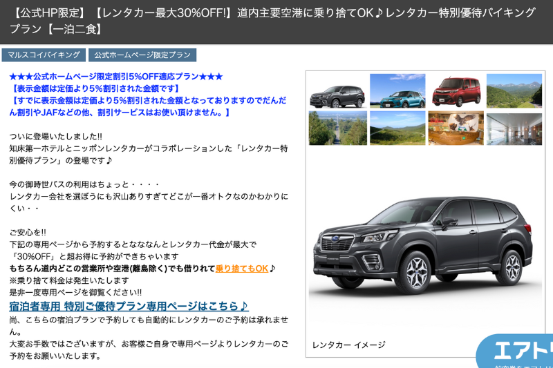 レンタカー30%オフプラン