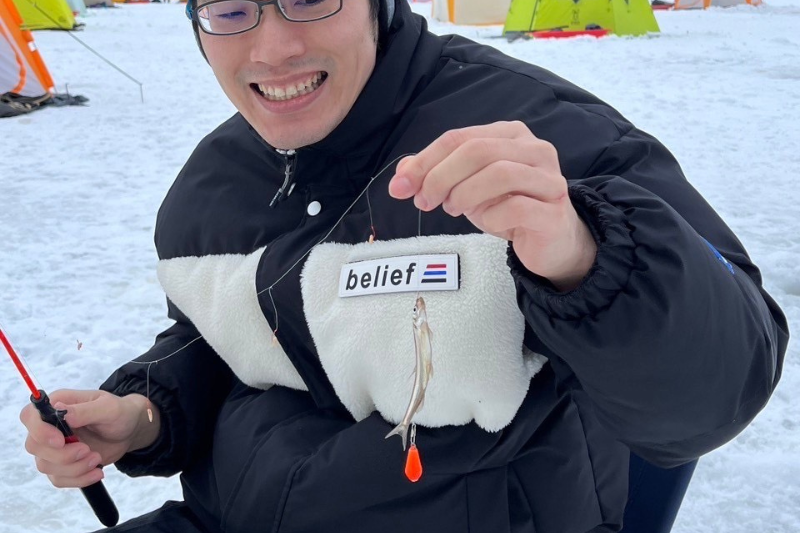 ワカサギ釣り 知床第一ホテルスタッフ