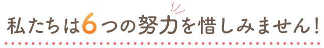 私たちは６つの努力を惜しみません！